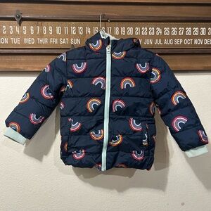 SWISSTECH  GIRL 3T NAVY BLUE RAINBOW FAUX FUR LINED PUFFER JACKET (1421)